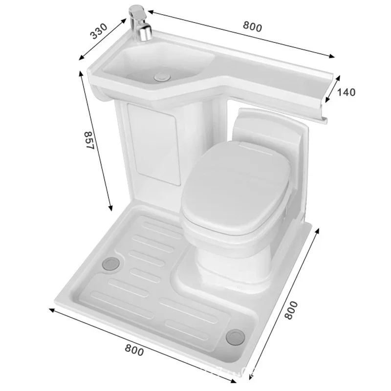 RV Bathroom Modification 800*800MM Base Compact Universal Bathroom Toilet Sink Combination