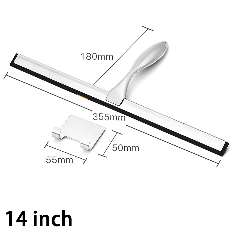 Window Squeegee Silicone Rubber Scrape 10\'\' 12\'\' 14\'\' INCH Shower Squeegee Stainless Steel Bathroom Glass Window Car With Hook