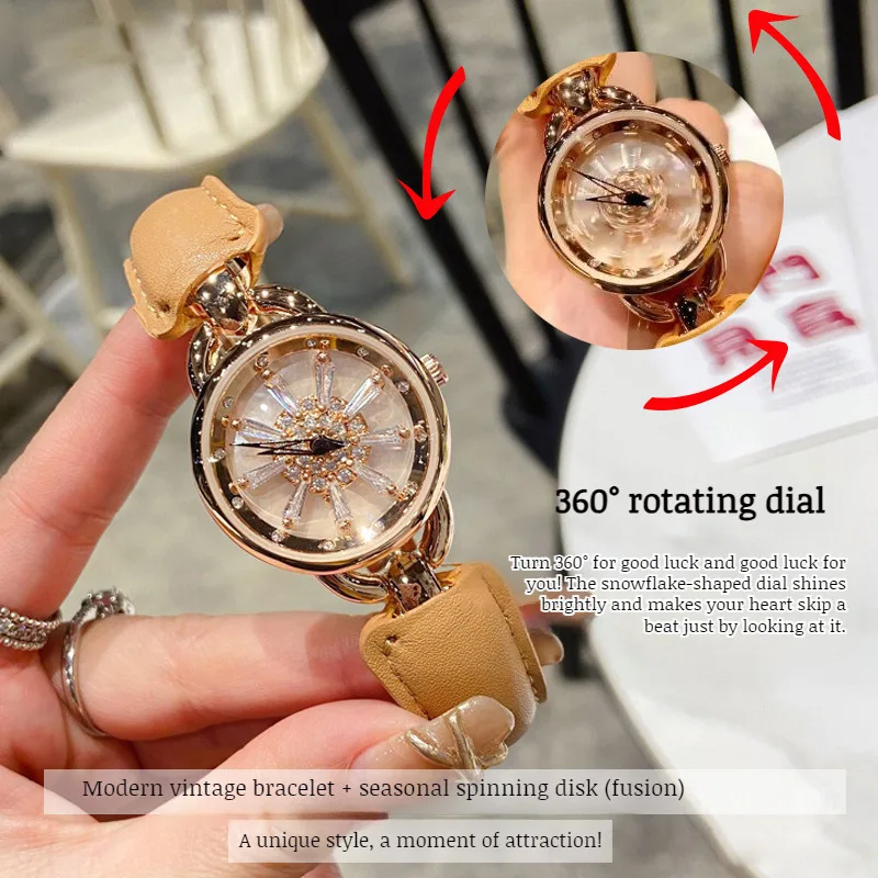 Women\'s fashion waterproof quartz watch temperament snowflake pattern dial quartz watch