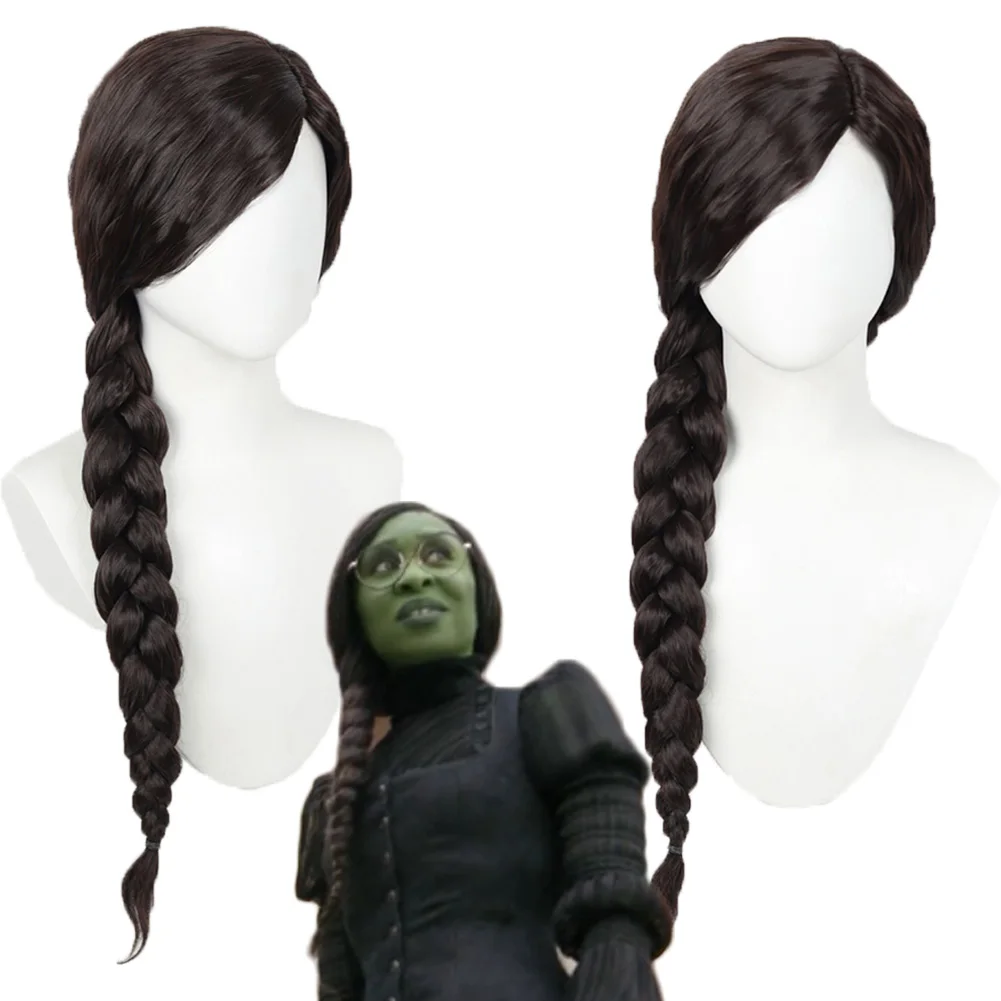 Wicked Elphaba Cosplay Black Wig 2024 Movie Wiked Witch Women Girl Hair Set Holloween Party Carnival Roleplay Comic Con Prop