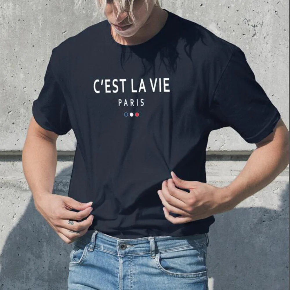French Retro Style Letters Printing Cotton Short Sleeve T Shirts Unisex Loose Casual Crewneck Tops Tees Ins Fashion 2026 Shirts