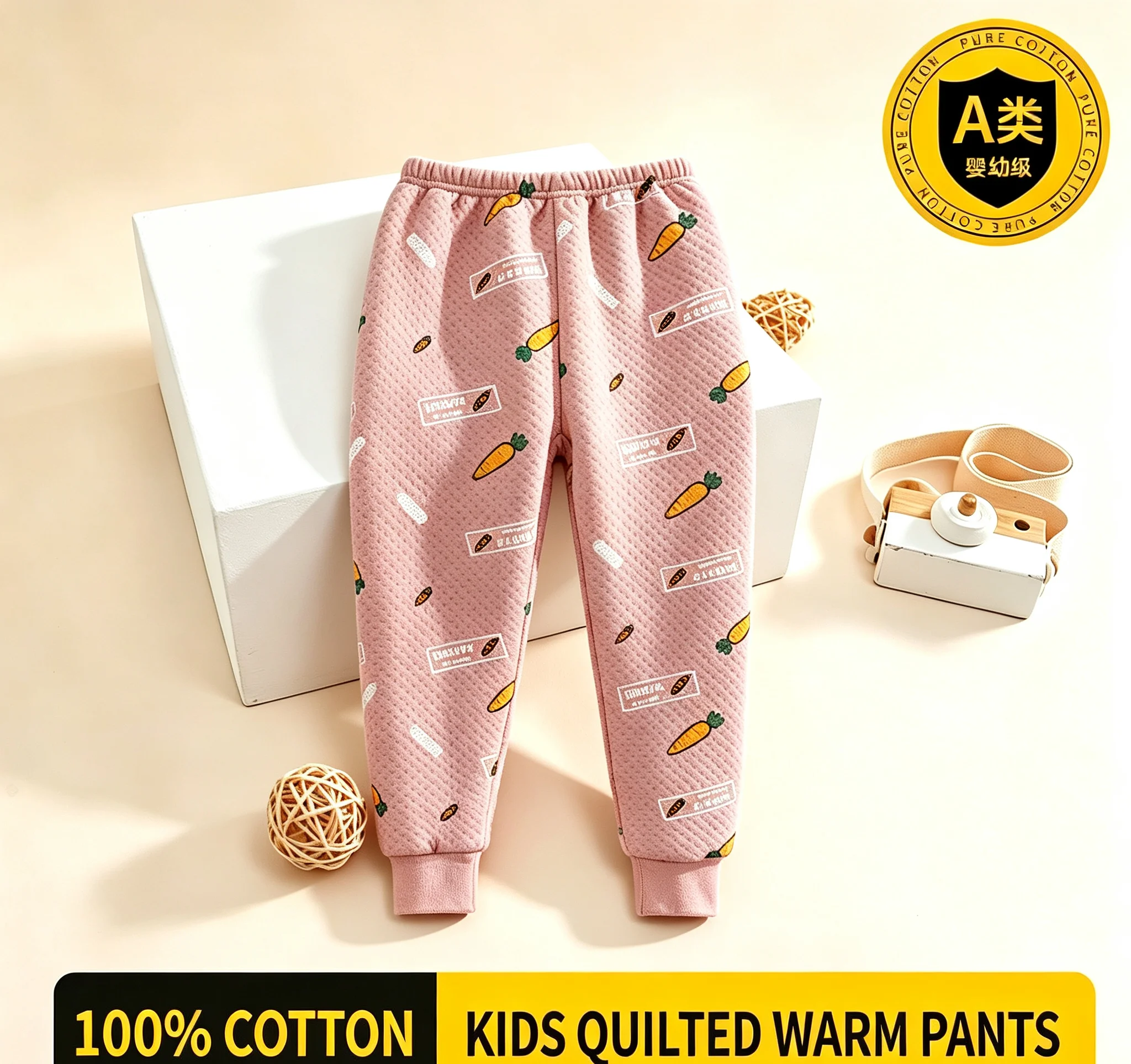 For Children's Cotton Cartoon Trousers Printed 2026 New Kids Pants Winter Boys Girls Fleece Thickened Jogger Thermal Long Pants