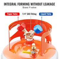 SucceBuy Réservoir de récupération de réfrigérant de 30 lb Réservoir cylindrique portable de 400 psi avec valve en Y pour récupération de liquide/vapeur pour R22/R134A 6