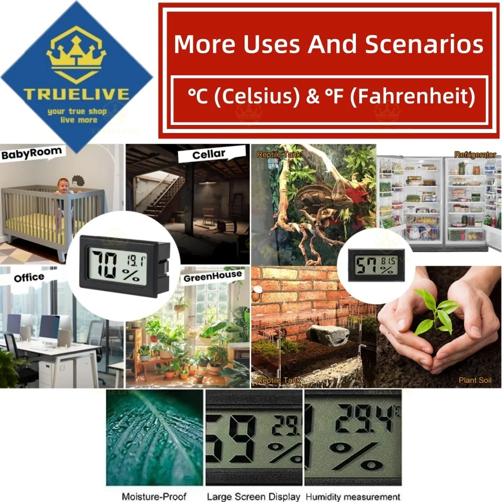 ℉ ℃   มินิจอแอลซีดีดิจิตอลเครื่องวัดอุณหภูมิเครื่องวัดความชื้นองศาเซลเซียสองศาฟาเรนไฮต์อุณหภูมิความชื้นเมตรในร่มเครื่องวัดความชื้น
