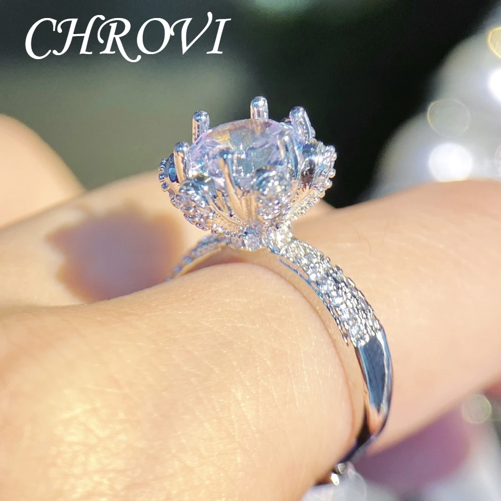 Luxury-Style 925 Sterling Silver High-End Diamond Ring - Full-Set Open Female Ring
