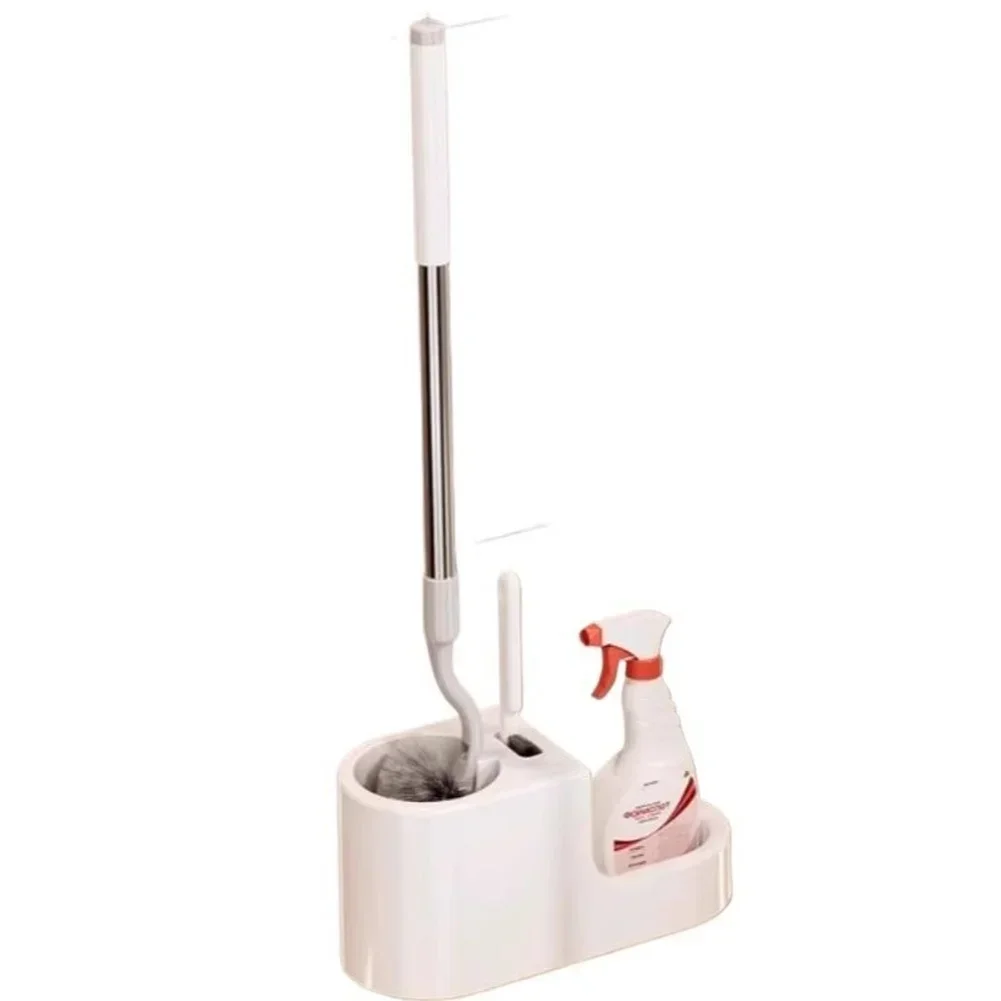 

Wall Mounted Stainless Steel Toilet Brush No Drilling 54cm Handle 13.5x11x12cm Size with Ventilated Drain Base