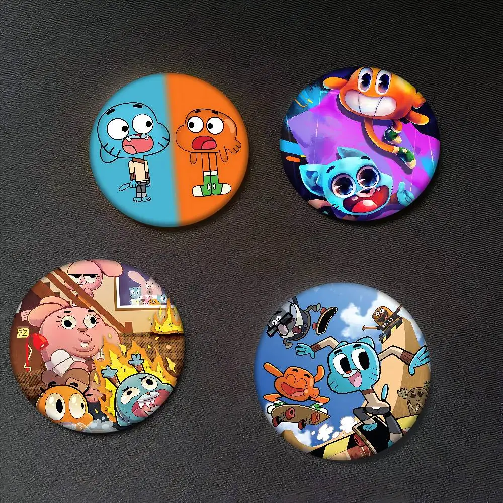 The Amazing World Of Gumball Round Cartoon Brooches Handmade Pins For Backpack Jewelry Accessories Gifts Creative Badge