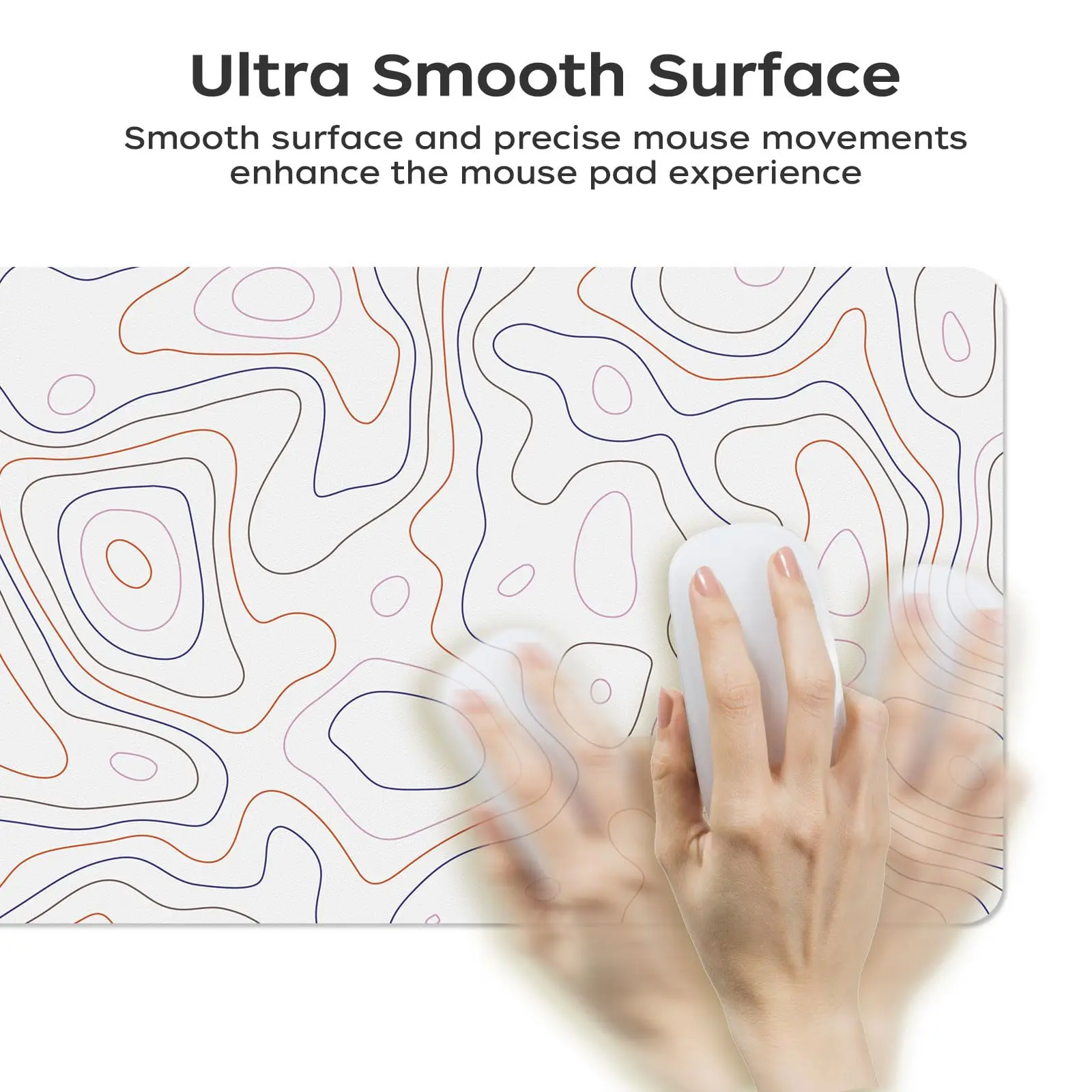 White Topographic Desk Pad Protector Mouse Pad,XXL Gaming Mat, Multipurpose Mat,Suitable for Work/Home/Decor Topographic