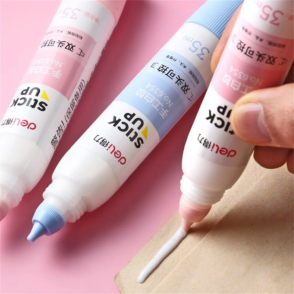 Deli 35ml Liquid White Glue Washable Student Bonding Paper Crafts Stationery School Office Supply Adhesive Tool Safe Non-Toxi