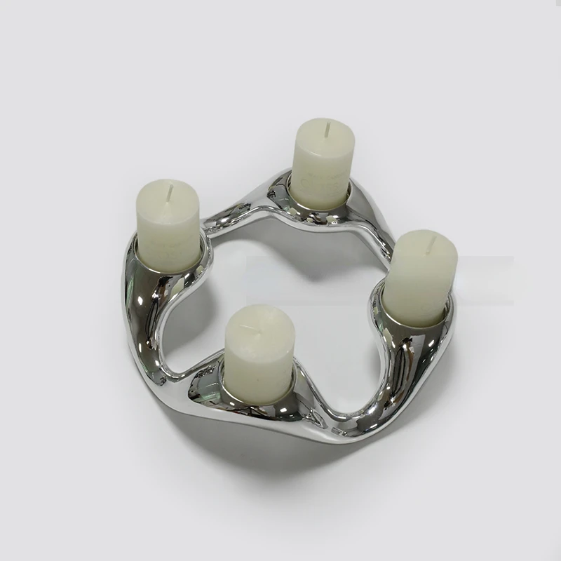 

Modern Simple Silver Ring Candle Holder Furnishings Ornaments