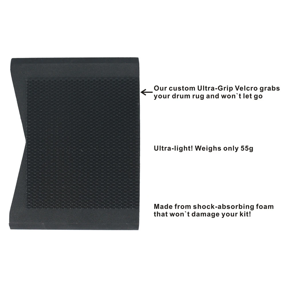 Accessorio per set di batteria con sistema di ancoraggio per charleston e pedale antiscivolo da 2 pezzi