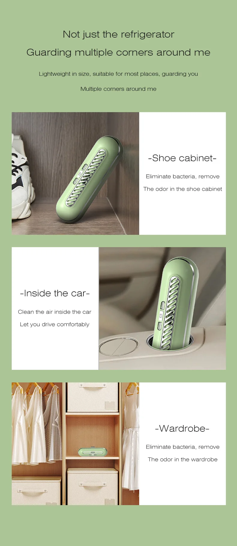 Очиститель воздуха, дезодоратор для холодильника, перезаряжаемый очиститель воздуха с отрицательными ионами, озоновый очиститель, дезодоратор, очиститель воздуха, бытовая защита
