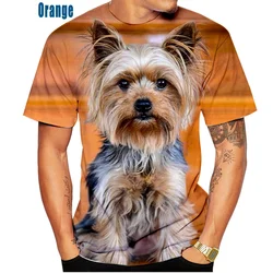 Camiseta con estampado 3D de perro Yorkshire Terrier para hombre y mujer, camiseta informal de moda de verano, camisetas divertidas de manga corta con cuello redondo