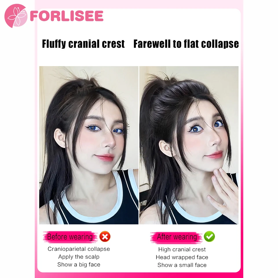 FORLISEE Synthetic Top Of The Head Fluffy Natural Hair Increase Pad Hair Comb Invisible And Traceless Pad Hair Patch