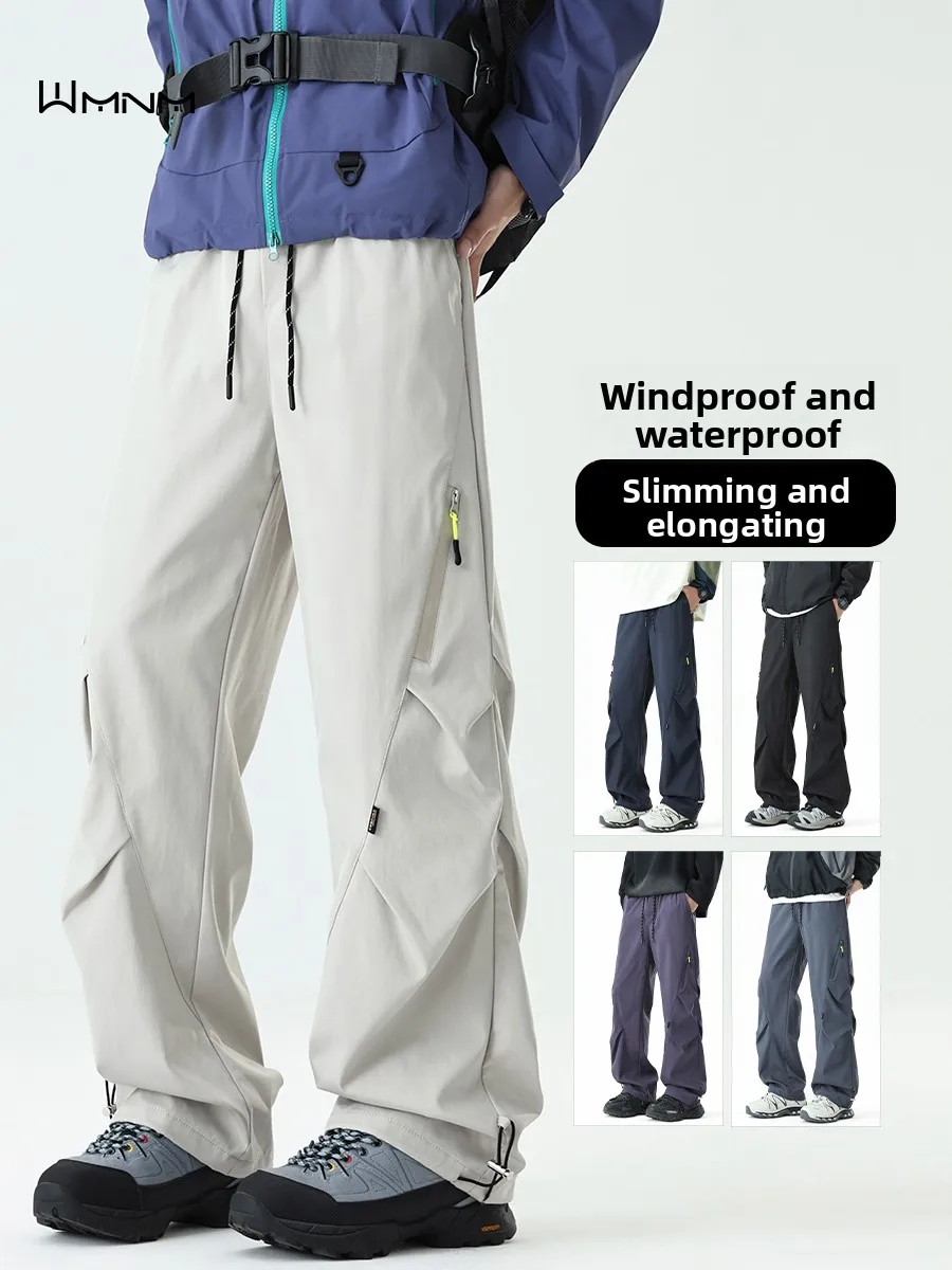 

Outdoor Thiened Fce Lined Waterproof Men's Casual Hiking Trousers Workwear Sle Soft ell Skiing Pants Autumn Winter
