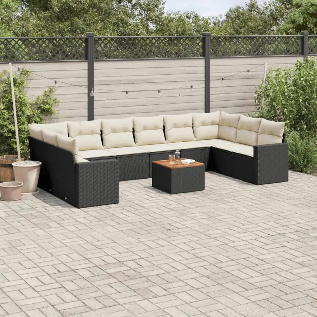 

Stylish Garden Sofa Set Black and Cream White Comfortable Outdoor Furniture for Patio Balcony Lawn Seating