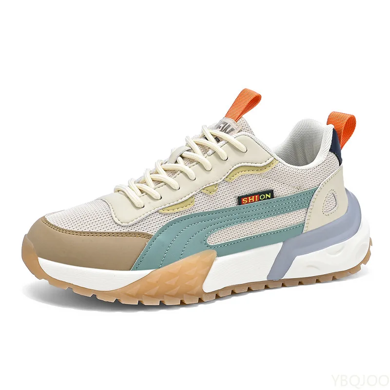新しい春と秋のメンズメッシュカジュアル快適なスニーカー通気性のある軽量ランニングシューズファッショナブルな多用途メンズシューズ
