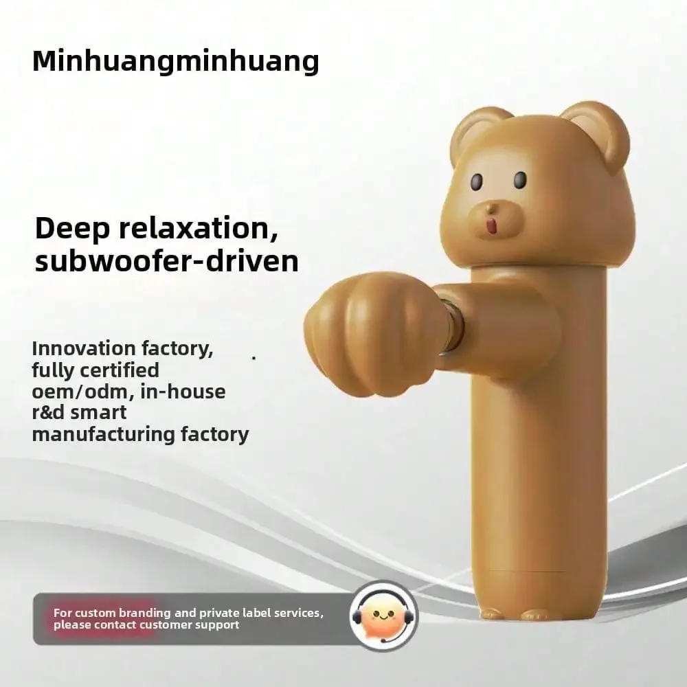 2026 Latest Cartoon Bear Mini Fascia Gun Mini Muscle Massager Rechargeable Neck Membrane Gun Massage Gun Gift For Girls