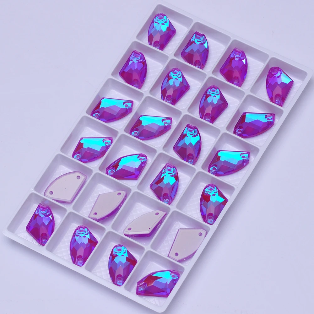 PUBRILEX Elektrisches Violett DeLite Diamantglas Aufnähbare Strasssteine Flache Rückseite Dekorative Kristalle DIY Nähhandwerk Strass Edelsteine – Detail 8
