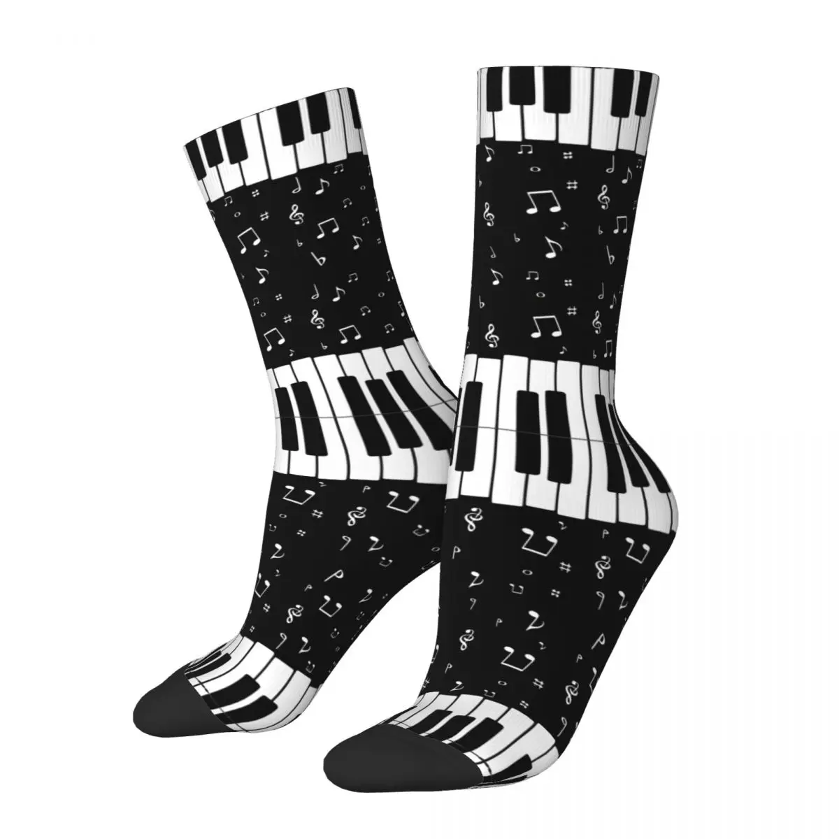 Autumn Winter Fashion Women Men Piano Music Note Art Socks Breathable Crew Socks