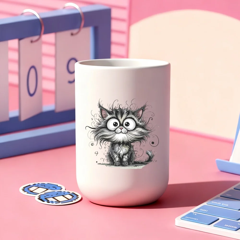 1pc cute Cartoon Cat toothbrush cup, bathroom water cup, wash cup, and mouthwash cup a perfect gift for family and friends.