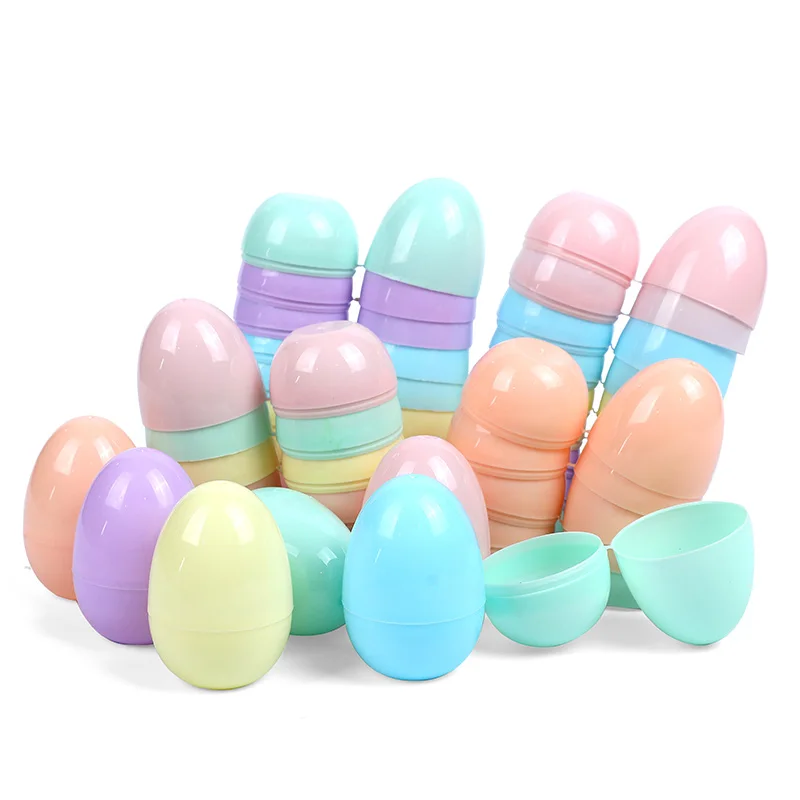 12/24 عبوة من بيض عيد الفصح البلاستيكي القابل للتعبئة - بيض فارغ بلون معكرون لهدايا الحلوى، ودعائم ألعاب صيد البيض وديكور حفلات المنزل بنفسك #4