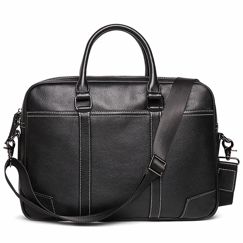 Men's Leather Carrying Document Top Layer Cowhide Single Shoulder Crossbody Bag Large Capacity Computer Bag