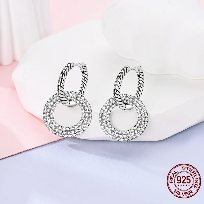 High-quality S925 sterling silver earrings, women's hoop earrings, anniversary and wedding jewelry gifts.