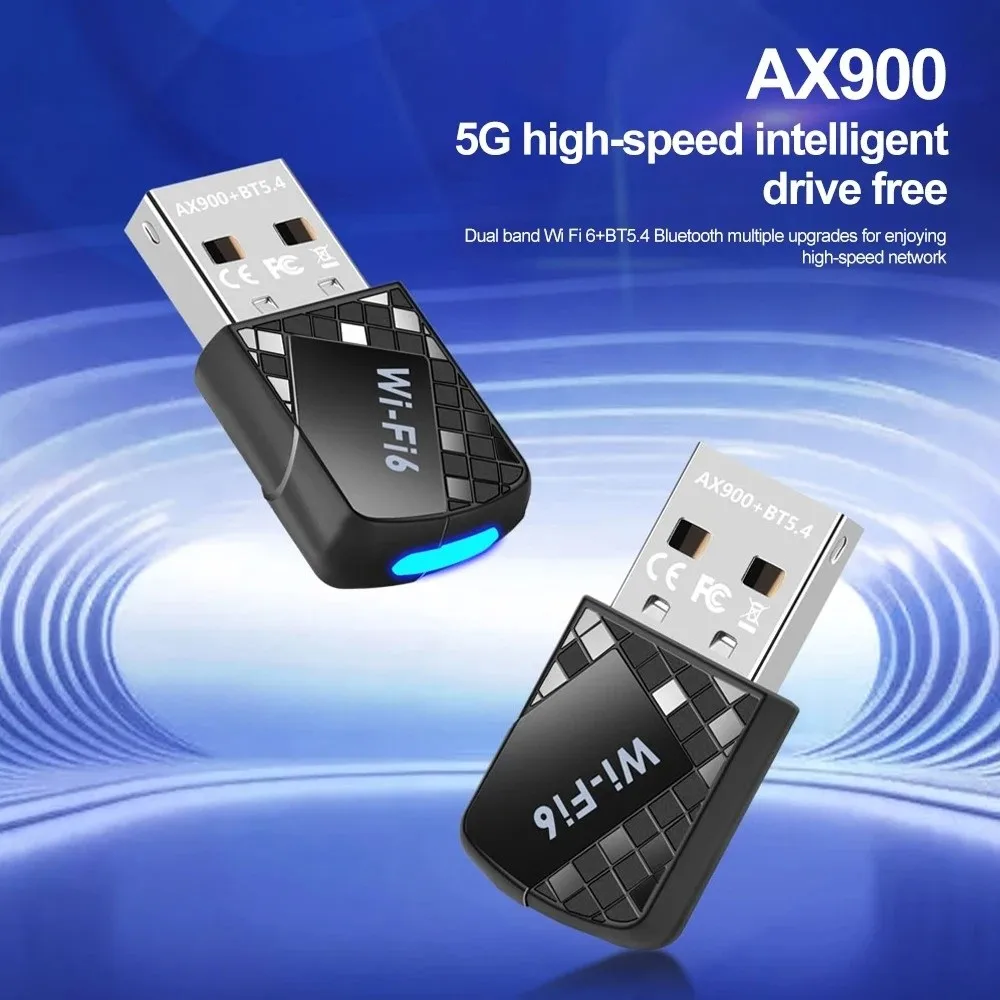 ไวไฟ 6 บลูทูธ 5.4 อะแดปเตอร์ดูอัลแบนด์มินิยูเอสบีการ์ดเครือข่าย USB 900Mbps 2.4G และ 5GHz ไร้สายเครื่องรับสัญญาณอินเตอร์เน็ตไร้สายเครือข่ายไร้สาย