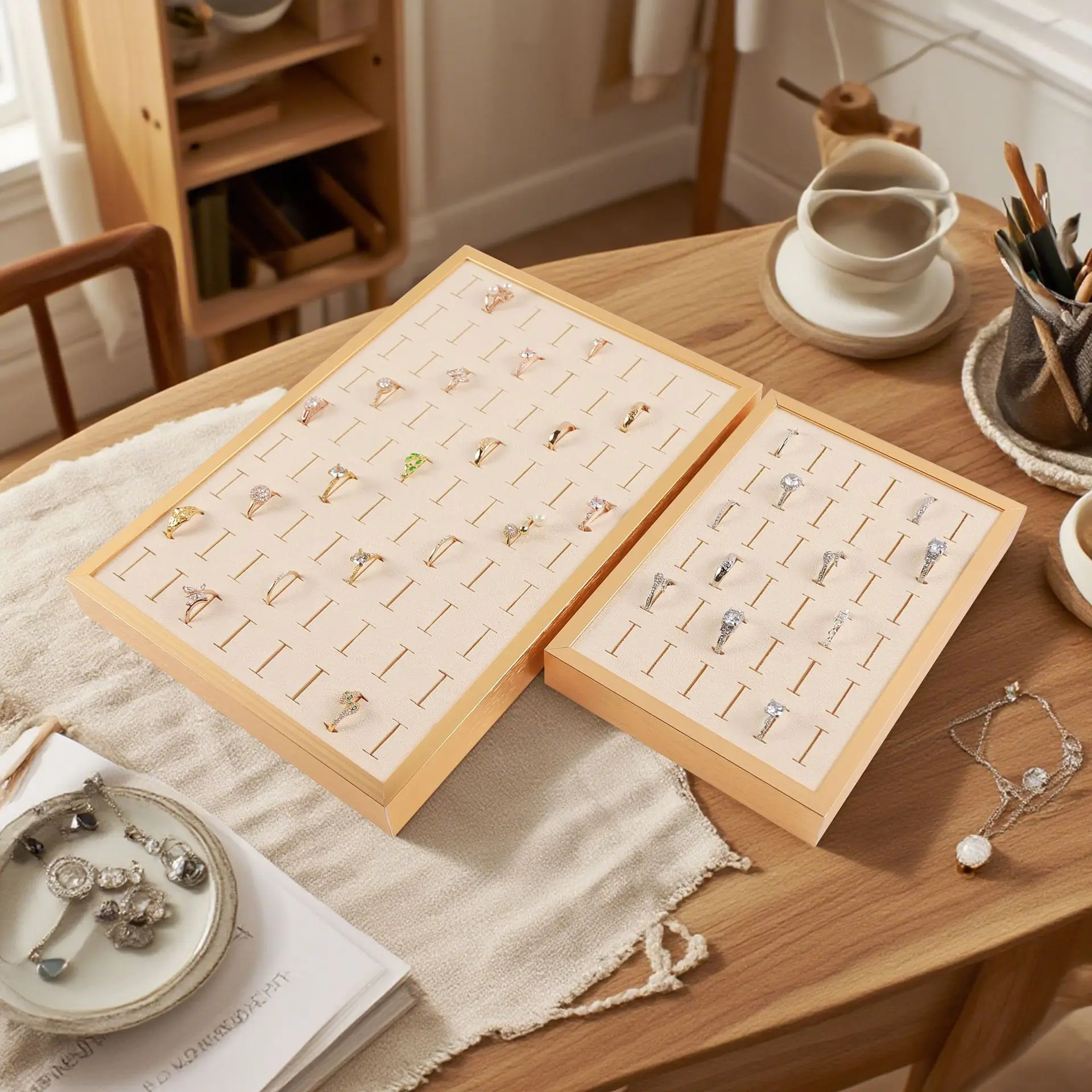 

Лоток для ювелирных изделий в металлическом каркасе — универсальный органайзер для колец и сережек | Опора для выбора ювелирных изделий, хранения и демонстрации