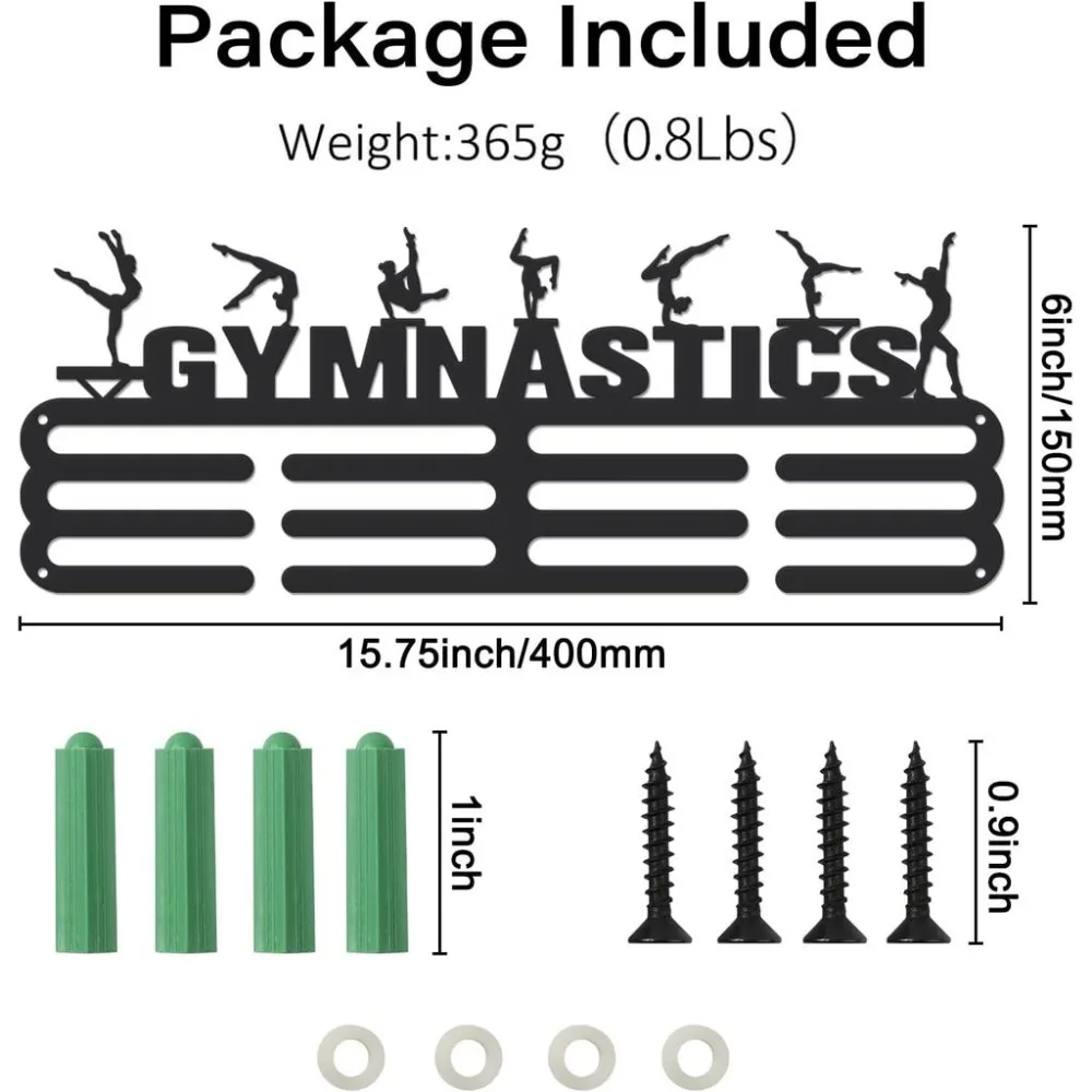 Gymnastics Medal Hanger Gymnastics Medal Holder with 12Lines Sturdy Steel Award Display Holders Wall Mounted Medal Display Racks