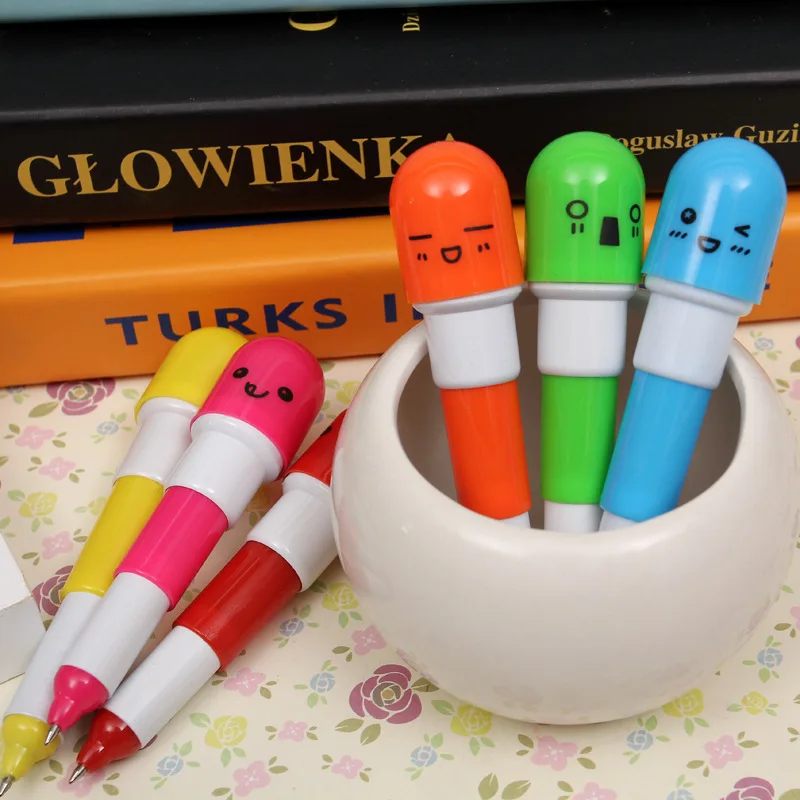 30 PCS Cartoon Pill Pen Capsule Ballpoint Pen Telescopic pen Retractable Ballpoint Pen  0.5mm Pill Ballpen