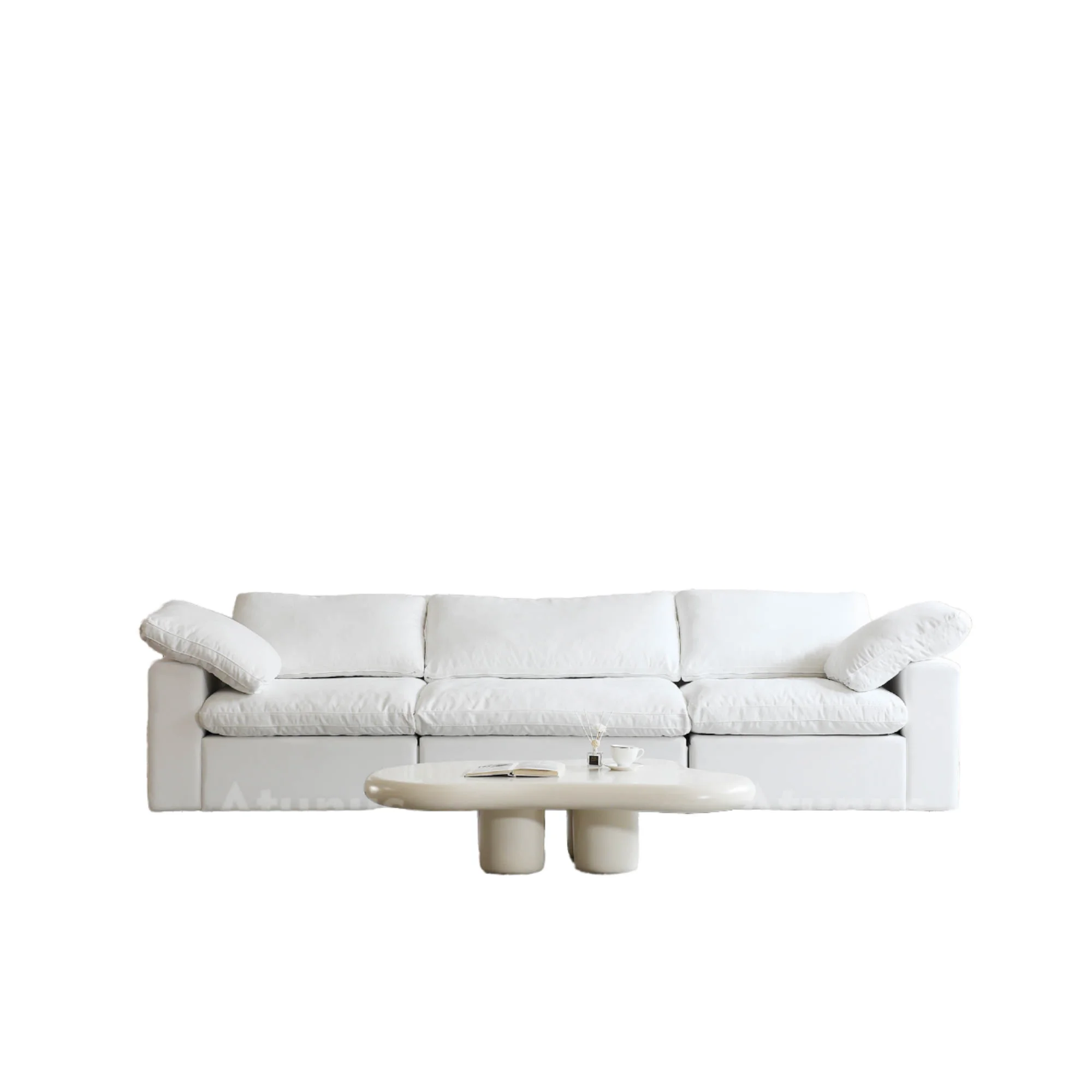 

White Cloud Sofa Cream Wind Corner Fabric For Living Room Cotton Linen For Apartment And Mall Living Room Compressed Sofa