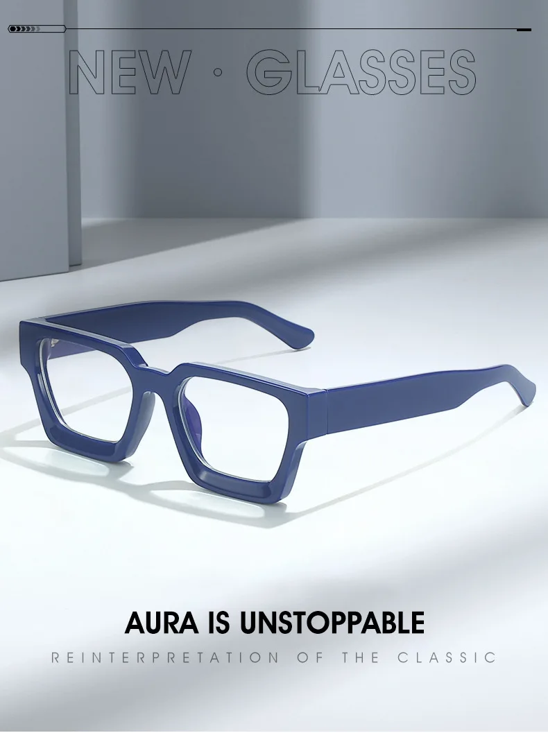 Marke männer Platz Gläser Rahmen Optische Photochrome Blau Licht Lesebrille Retro Große Brillen Klassische Computer Gläser – Detail 1