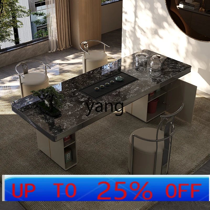 

Lh Italian light luxury rock slab tea table Modern simple luxury stone high-end large board tea table