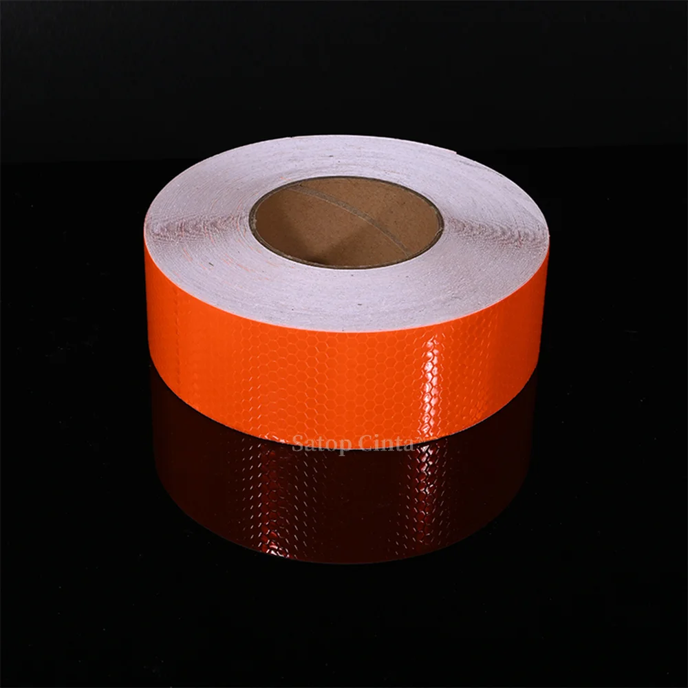 High Intensity Orange Reflective Tape 5cm*50m Waterproof Self-Adhesive Trailer Reflector Warning Caution Conspicuity Car Sticker