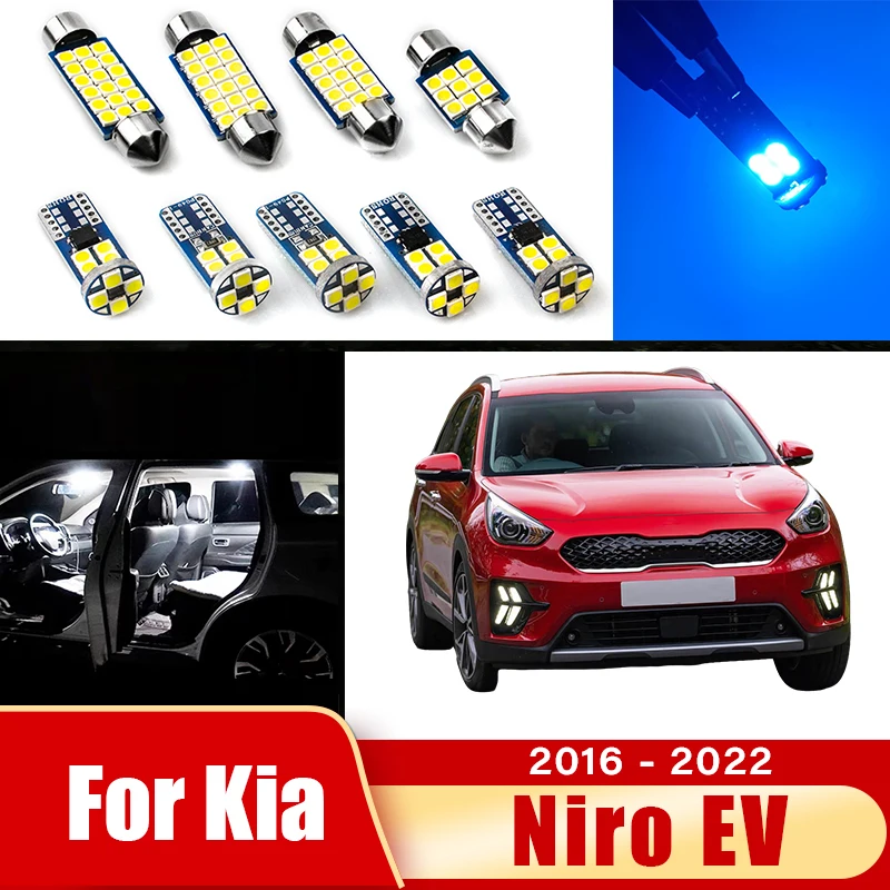 

8pcs Car LED Bulbs For Kia Niro 2016 2017 2018 2019 2020 2021 2022 Niro EV Interior Reading Lamp Vanity Mirror Light Accessories
