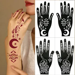2pcs/set Reusable Henna Tattoo Stencils Flower Tattoo Template for Women Hand Fingers Henna Stencil for Festival Body Painting
