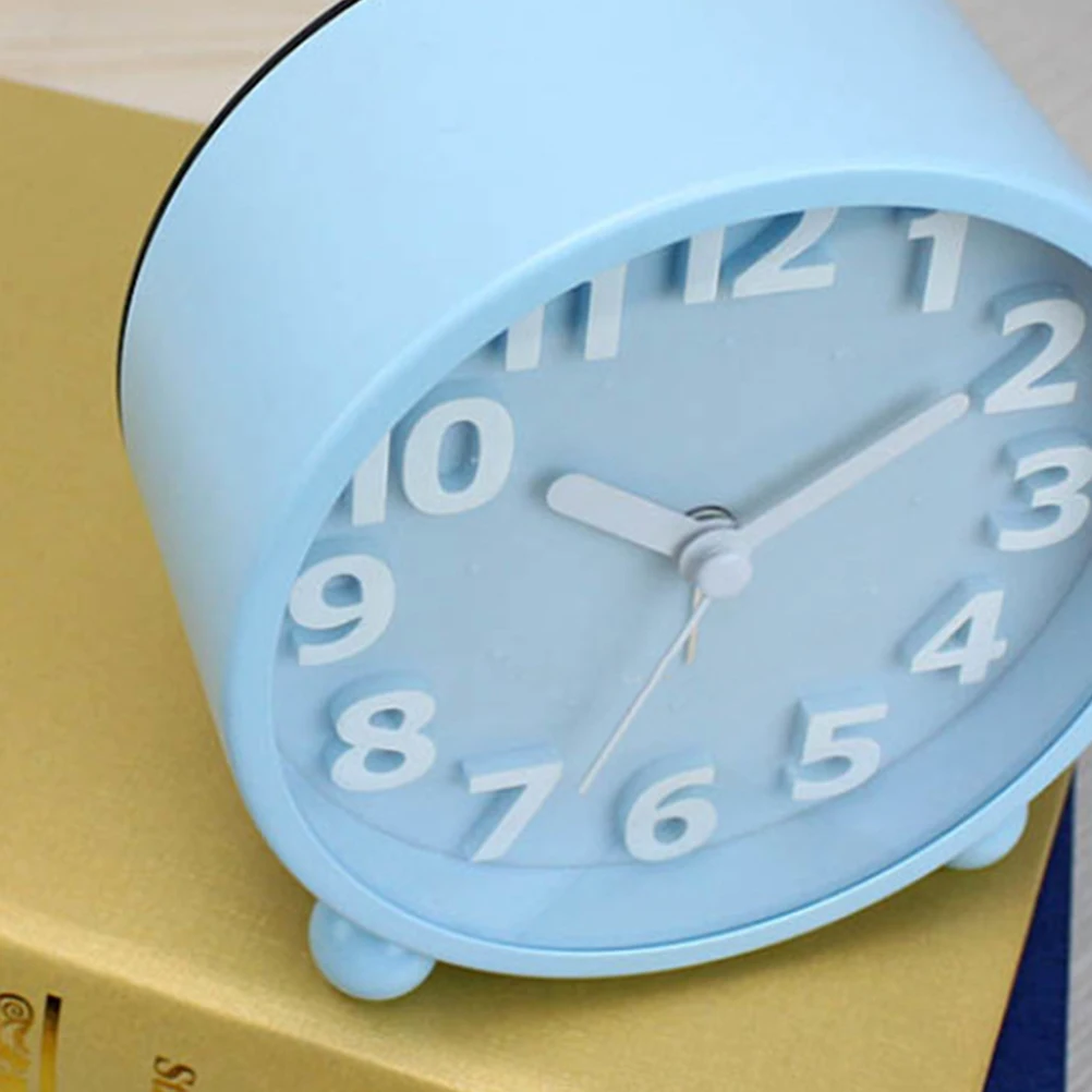 

1Pcs Electronic Alarm Clock Blue Metal Silent Simple Bedside Table Desktop Alarm Reminder for Kids Bedside Clock