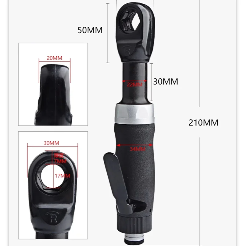 Micro Mini 1/4" 3/8" 1/2" Dr. Drive Air Pneumatic Powered Ratchet Impact Socket Wrench Power Right Angle Screwdriver Tool