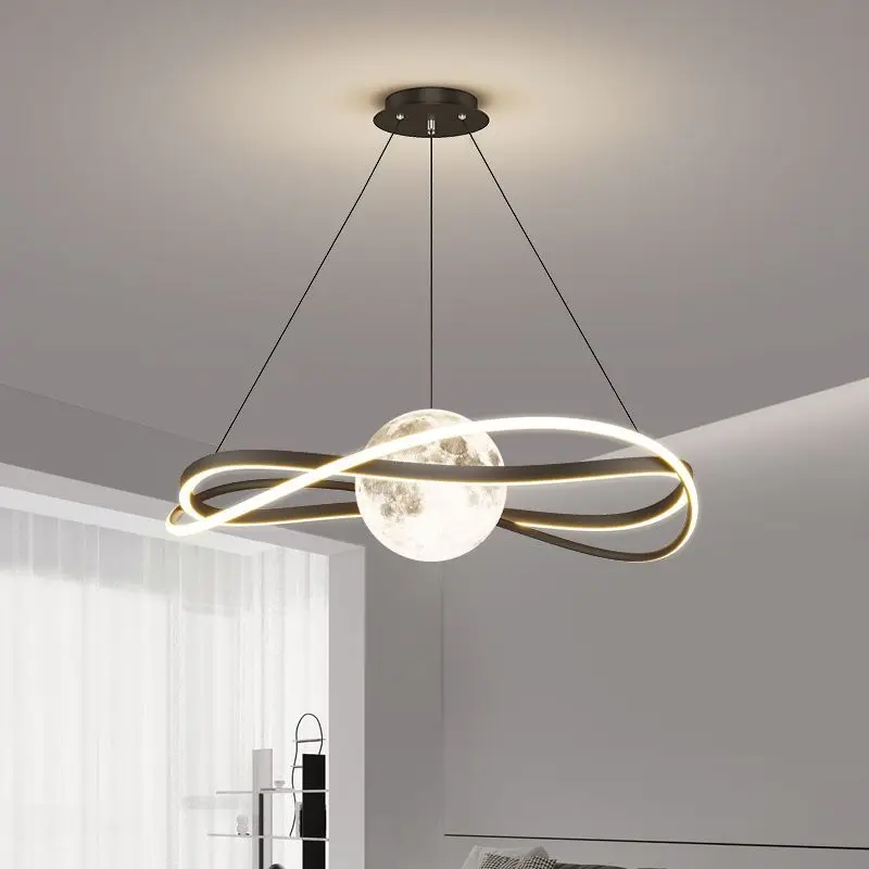 2025 New Italian Minimalist Modern Moon Design Ceiling Light Creative Main Pendant Lamp for Living Dining Room Room Decor
