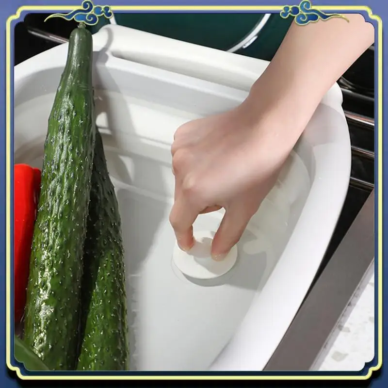 

Cutting Board, Foldable Chopping Board With Colander, Multifunctional Kitchen Vegetable Washing Basket Dish Tub A Easy To Use