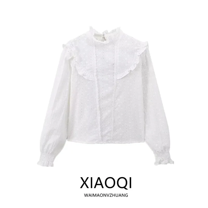 Romantico Sle scava fuori ricamo ort Sve irt Faion da donna Nuovo arrivo Autunno Inverno Vestibilità ampia Lunghezza regolare