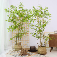 120/150/180cm Artificial Bamboo Tree Potted Green Plants Fake Silk Leaves Real Branches Bonsai for Home Garden Outdoor Decor