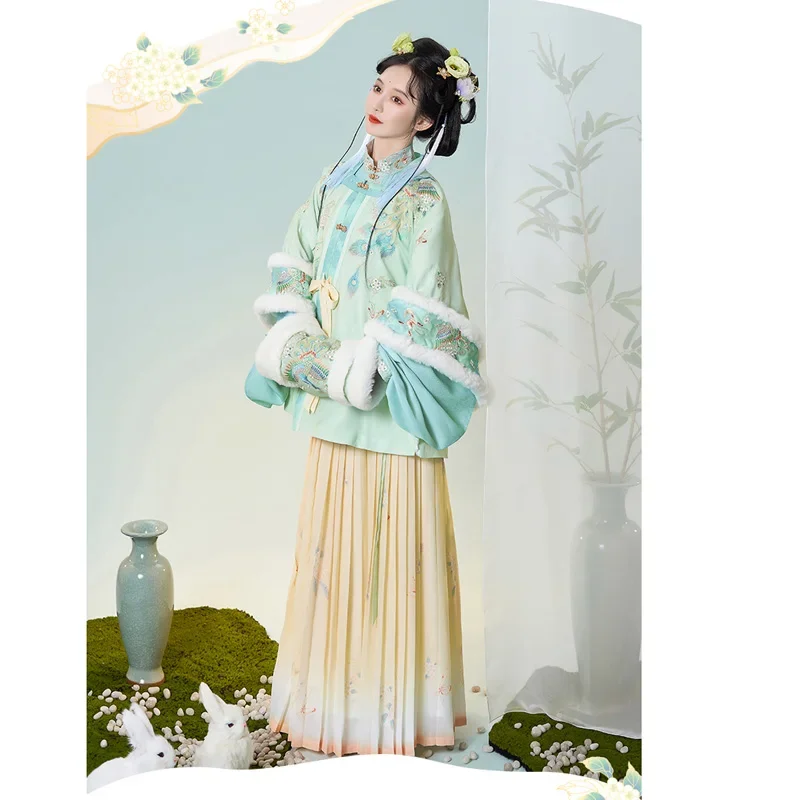 

Chonghuihantang Ming Dynasty Square Collar Exquisitely Embroidered Hanfu Dresses Suit Women Sweet Elegant Girl New Year Gifts