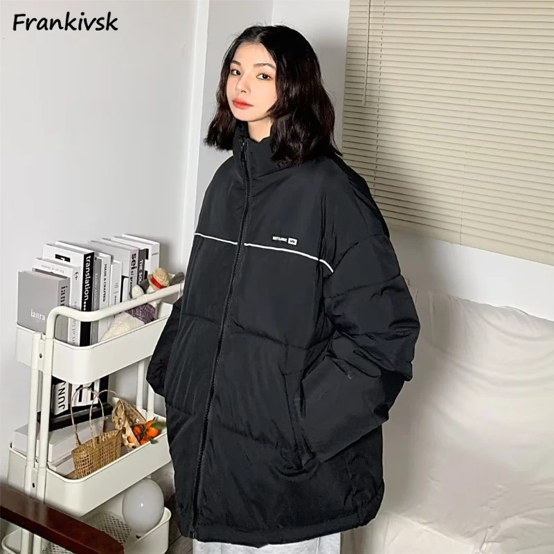 Parkas Frauen Koreanischen Stil Warme Alle-spiel Patchwork Kontrast Farbe Langarm Streetwear Jugendliche Beliebte Damen Kleidung Herbst