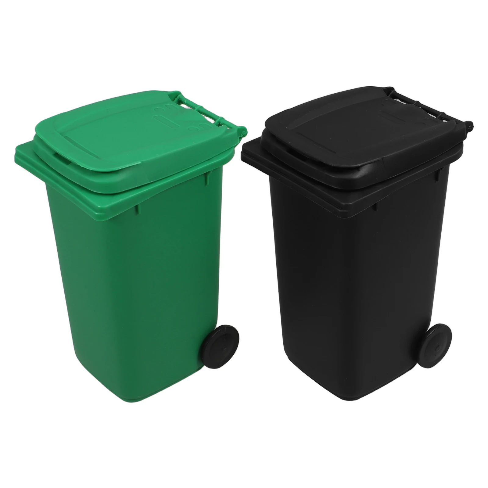 

2 Pcs Mini Trash Can Pen Holder Cute Pencil Desk Toy Tabletop Plastic Car Desktop Cans