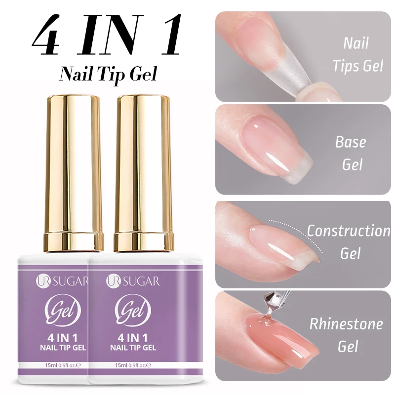 

UR SUGAR 15ml 4 IN 1 Nail Tips Soft Nail Tips Gel Nail Gel For Rhinestones Long Lasting Soak Off UV LED Adhesion Gel