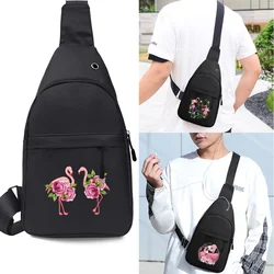 Chest Bag Canvas Waist Bag Women Belt Bag Men Fashion Bum Bag Flamingo Print Outdoors Travel Purse Phone Pouch Pocket Hip Bag