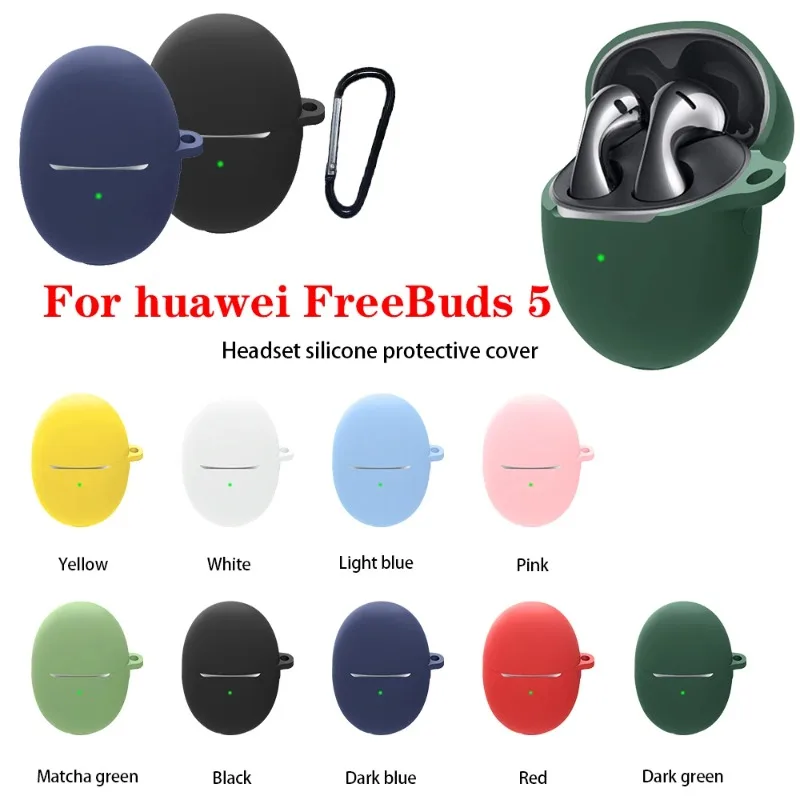 For Huawei FreeBuds 5 Case Shockproof Silicone Earphone Cover Solid Color Hearphone Accessories Box FreeBuds 5i cover